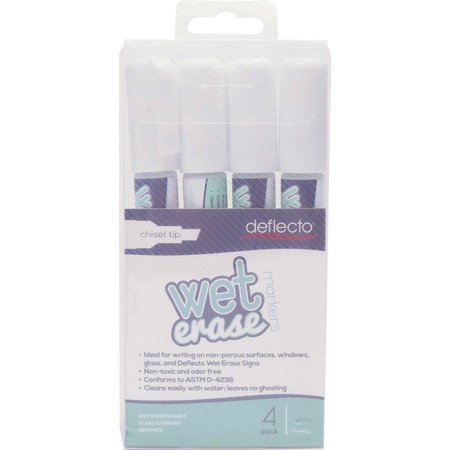 DEFLECTO Wet Erase Markers, f/Sign, White 4PK DEFSMA510V4WT